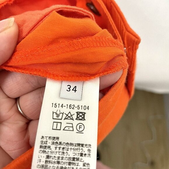 United Arrows Linen Blend Straight Leg Trouser Pants Colorful Orange size 24 - Picture 8 of 9